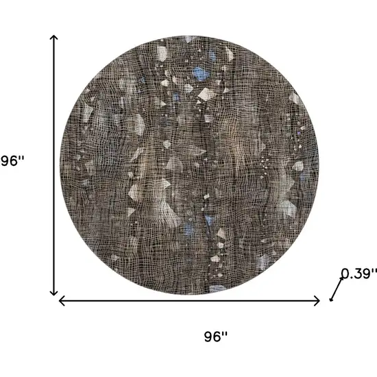 8' Chocolate And Beige Abstract Washable Round Rug With UV Protection Photo 8