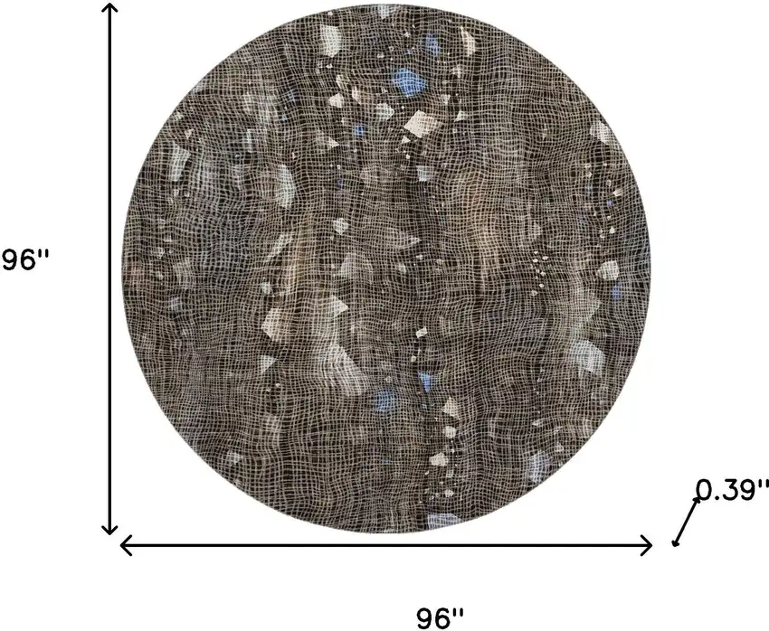 8' Chocolate And Beige Abstract Washable Round Rug With UV Protection Photo 8