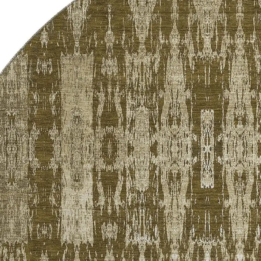 8' Chocolate And Beige Moroccan Washable Round Rug With UV Protection Photo 2