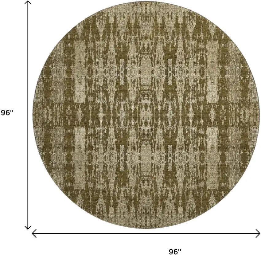 8' Chocolate And Beige Moroccan Washable Round Rug With UV Protection Photo 9