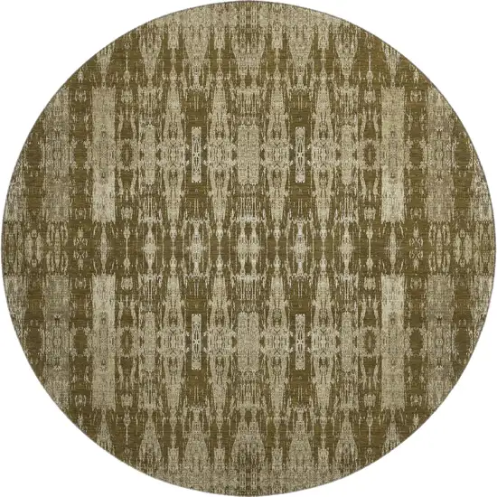 8' Chocolate And Beige Moroccan Washable Round Rug With UV Protection Photo 1
