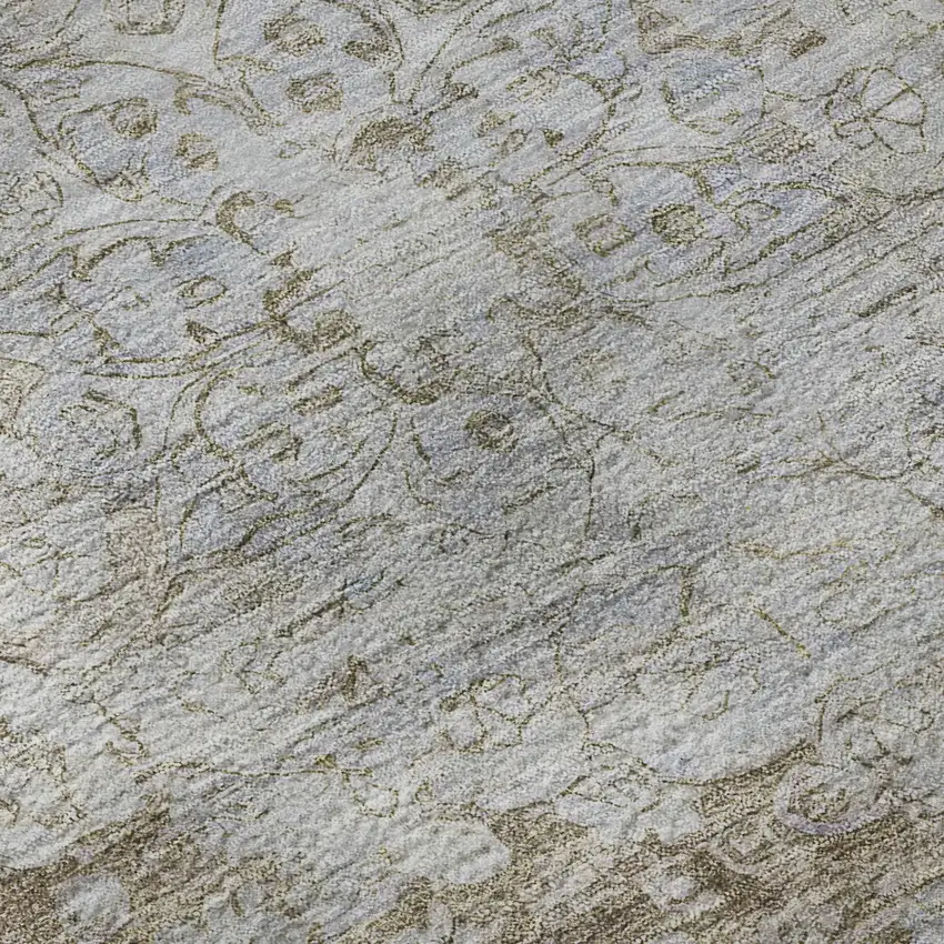 8' Chocolate And Beige Oriental Washable Area Rug With UV Protection Photo 9