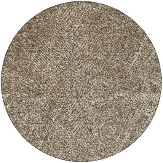 8' Chocolate And Beige Round Abstract Washable Indoor Outdoor Area Rug Photo 5