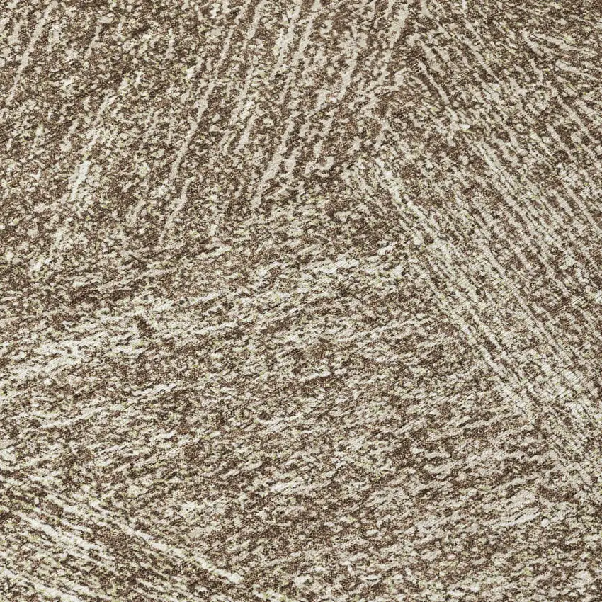8' Chocolate And Beige Round Abstract Washable Indoor Outdoor Area Rug Photo 8