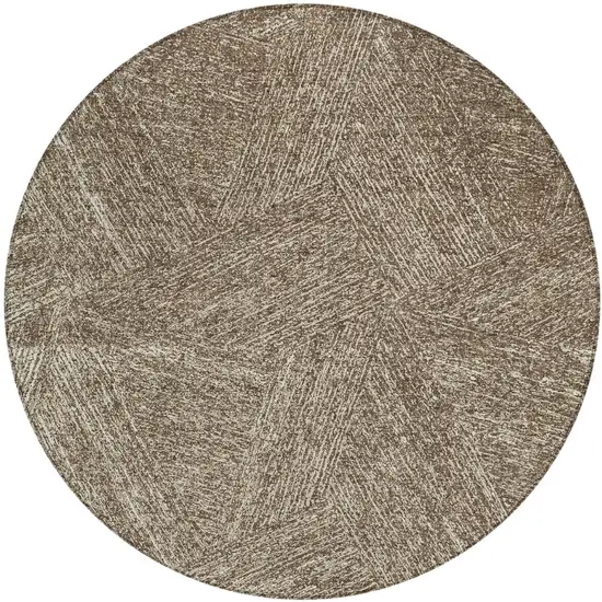 8' Chocolate And Beige Round Abstract Washable Indoor Outdoor Area Rug Photo 2