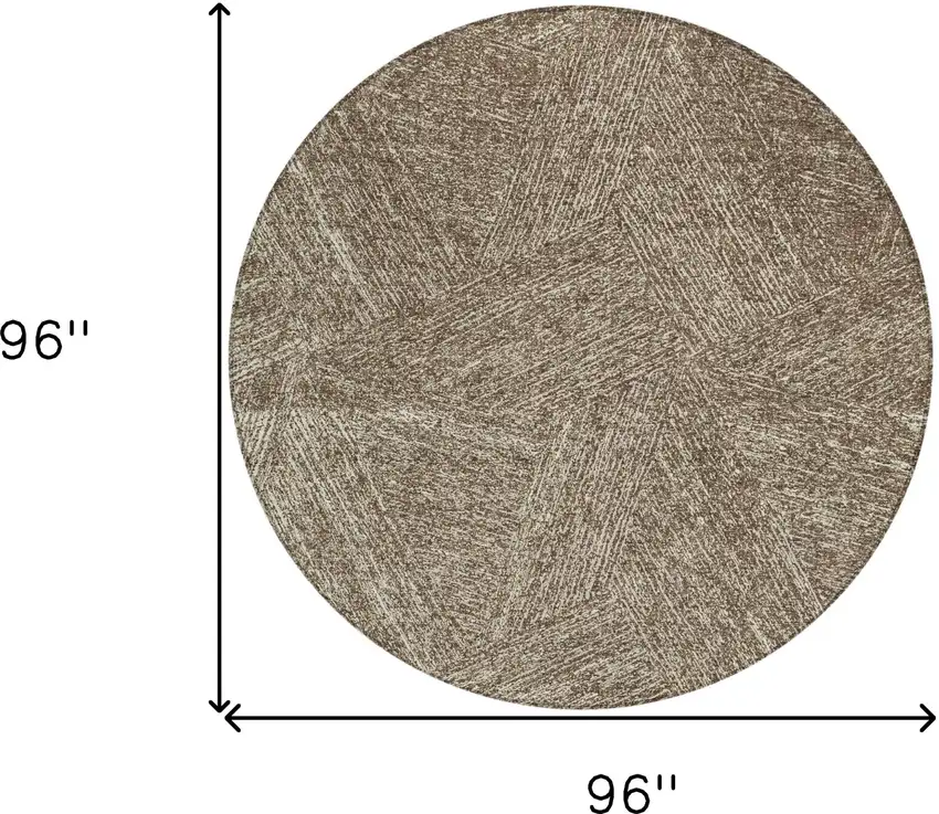 8' Chocolate And Beige Round Abstract Washable Indoor Outdoor Area Rug Photo 3
