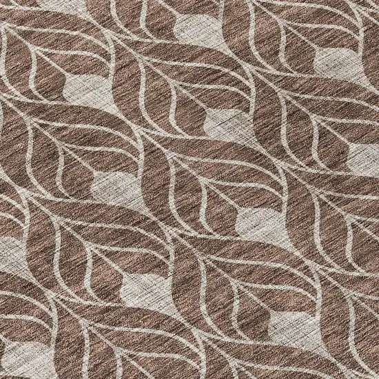8' Chocolate And Beige Round Geometric Washable Indoor Outdoor Area Rug Photo 9