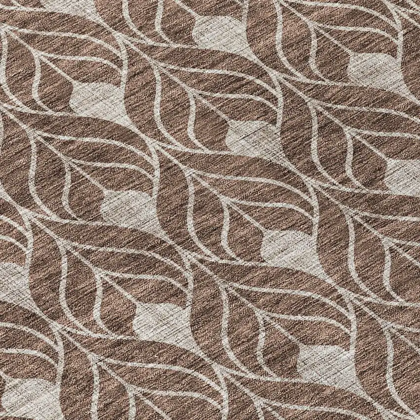 8' Chocolate And Beige Round Geometric Washable Indoor Outdoor Area Rug Photo 9