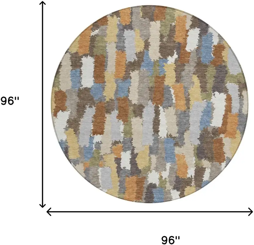 8' Chocolate And Beige Round Striped Washable Indoor Outdoor Area Rug Photo 8