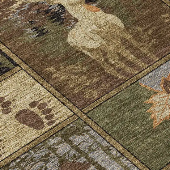 8' Chocolate And Black Round Bear Washable Indoor Outdoor Area Rug Photo 7