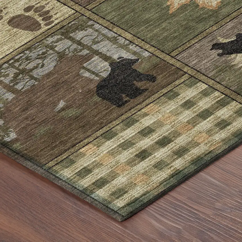 8' Chocolate And Black Round Bear Washable Indoor Outdoor Area Rug Photo 6