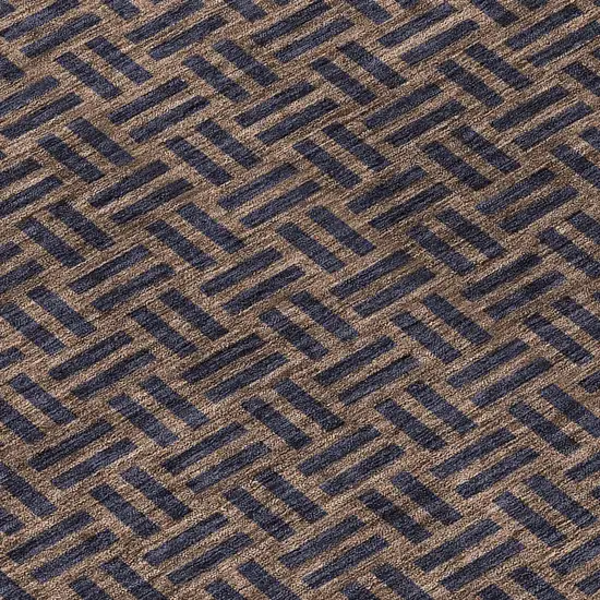 8' Chocolate And Black Round Geometric Washable Indoor Outdoor Area Rug Photo 7