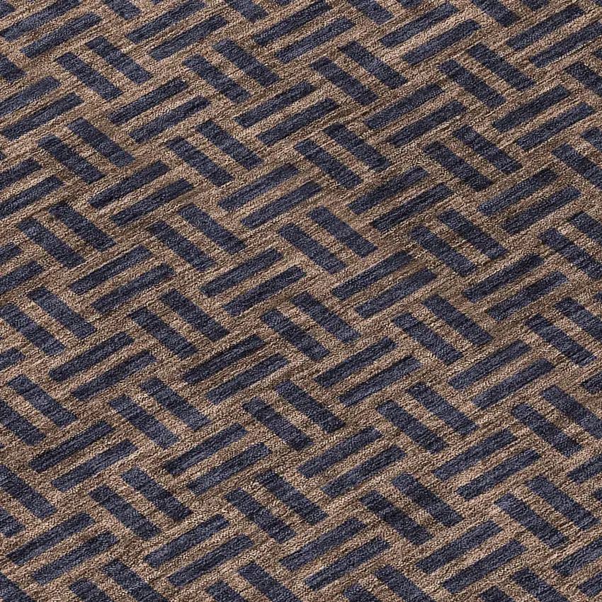 8' Chocolate And Black Round Geometric Washable Indoor Outdoor Area Rug Photo 7
