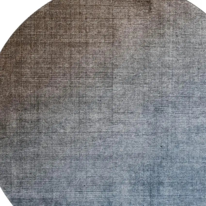 8' Chocolate And Blue Ombre Washable Round Rug With UV Protection Photo 3