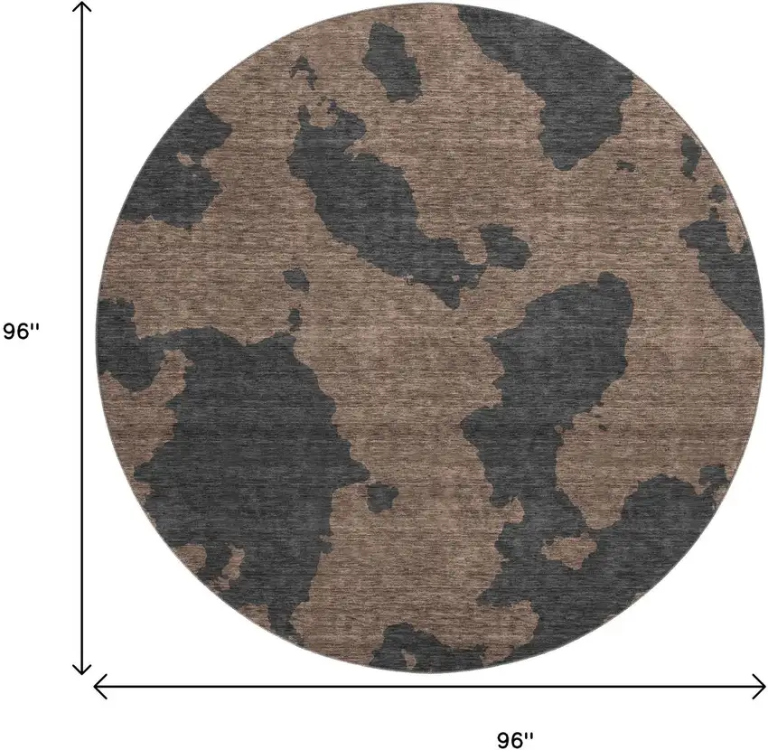8' Chocolate And Brown Abstract Washable Round Rug With UV Protection Photo 9