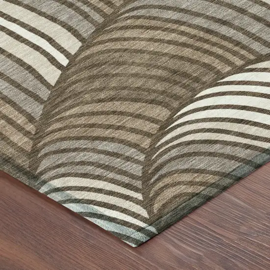 8' Chocolate And Brown Round Abstract Washable Indoor Outdoor Area Rug Photo 6