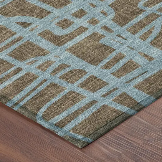 8' Chocolate And Brown Round Abstract Washable Indoor Outdoor Area Rug Photo 5