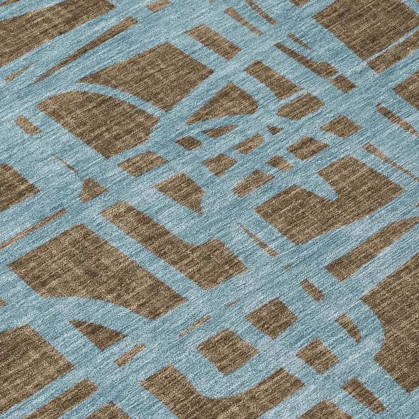 8' Chocolate And Brown Round Abstract Washable Indoor Outdoor Area Rug Photo 6