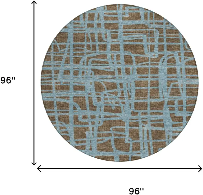 8' Chocolate And Brown Round Abstract Washable Indoor Outdoor Area Rug Photo 7