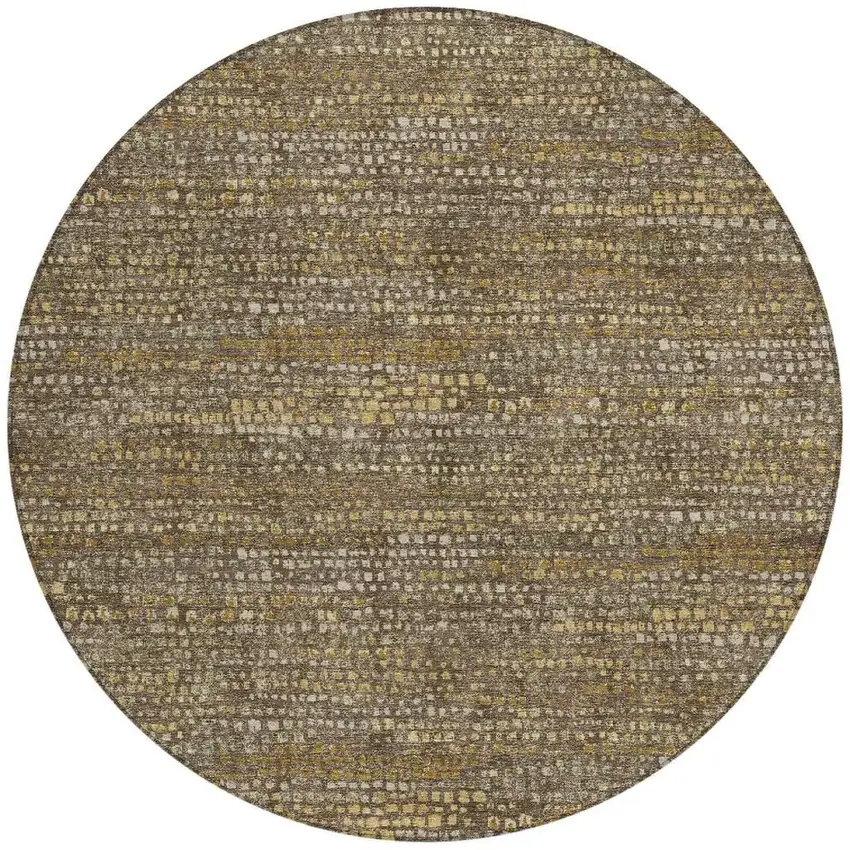 8' Chocolate And Brown Round Abstract Washable Indoor Outdoor Area Rug Photo 3