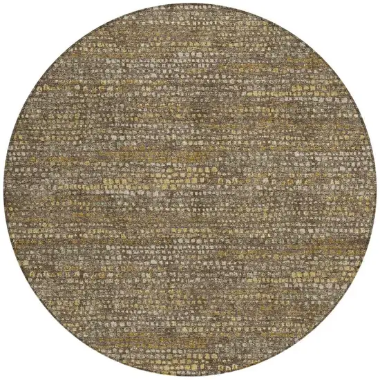 8' Chocolate And Brown Round Abstract Washable Indoor Outdoor Area Rug Photo 3