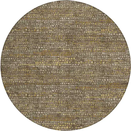 8' Chocolate And Brown Round Abstract Washable Indoor Outdoor Area Rug Photo 1
