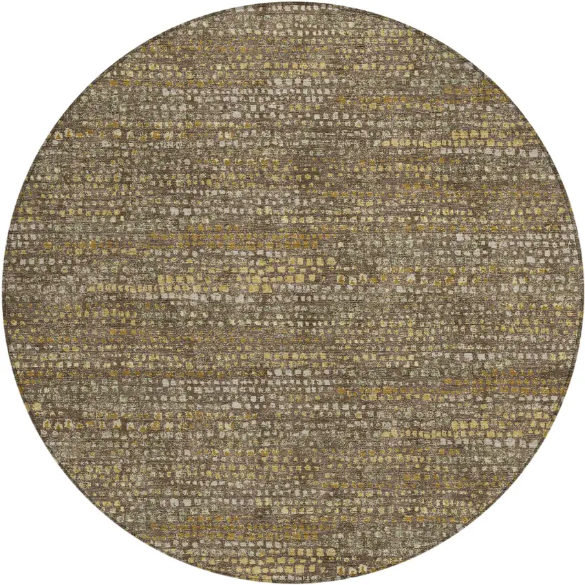 8' Chocolate And Brown Round Abstract Washable Indoor Outdoor Area Rug Photo 1