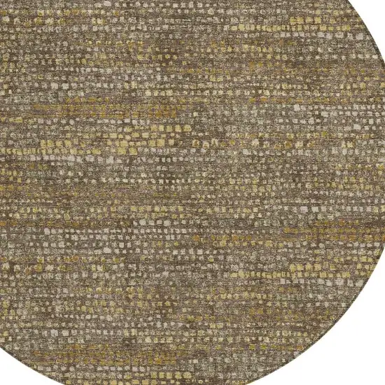 8' Chocolate And Brown Round Abstract Washable Indoor Outdoor Area Rug Photo 2