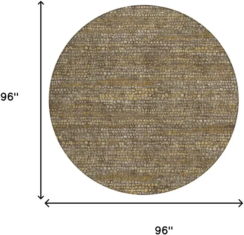 8' Chocolate And Brown Round Abstract Washable Indoor Outdoor Area Rug Photo 6