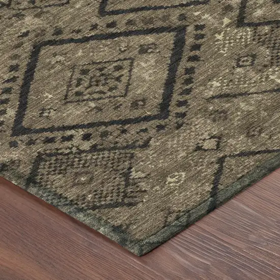 8' Chocolate And Brown Round Geometric Washable Indoor Outdoor Area Rug Photo 6