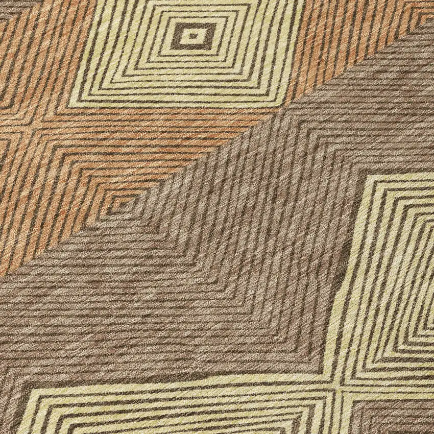 8' Chocolate And Brown Round Geometric Washable Indoor Outdoor Area Rug Photo 6