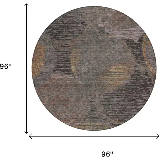 8' Chocolate And Brown Round Geometric Washable Indoor Outdoor Area Rug Photo 7