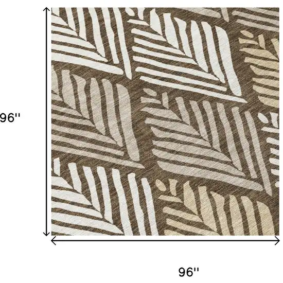 8' Chocolate And Brown Round Geometric Washable Indoor Outdoor Area Rug Photo 5
