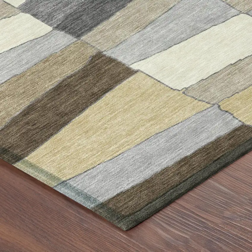 8' Chocolate And Brown Round Geometric Washable Indoor Outdoor Area Rug Photo 6
