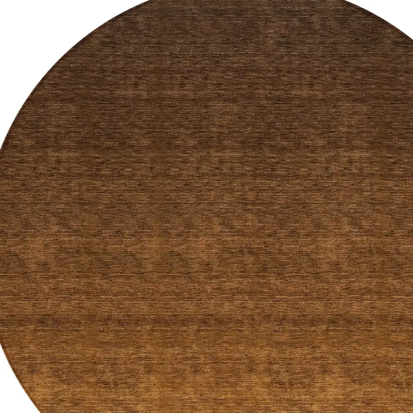 8' Chocolate And Brown Round Ombre Washable Indoor Outdoor Area Rug Photo 4