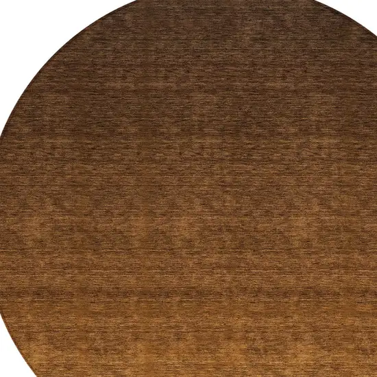 8' Chocolate And Brown Round Ombre Washable Indoor Outdoor Area Rug Photo 4