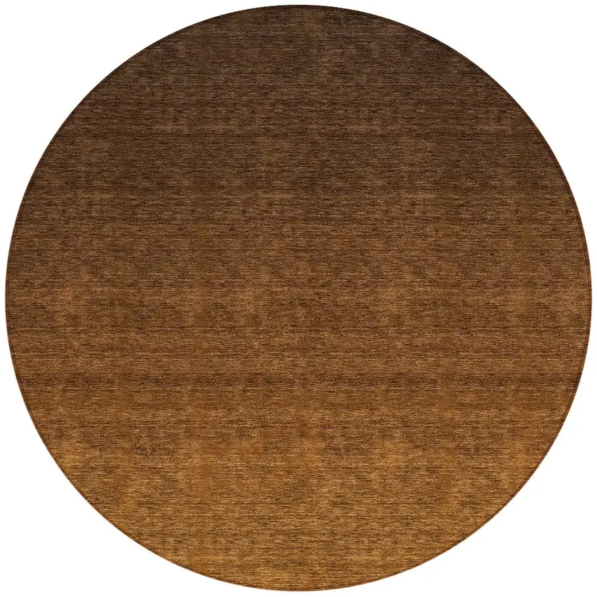 8' Chocolate And Brown Round Ombre Washable Indoor Outdoor Area Rug Photo 5