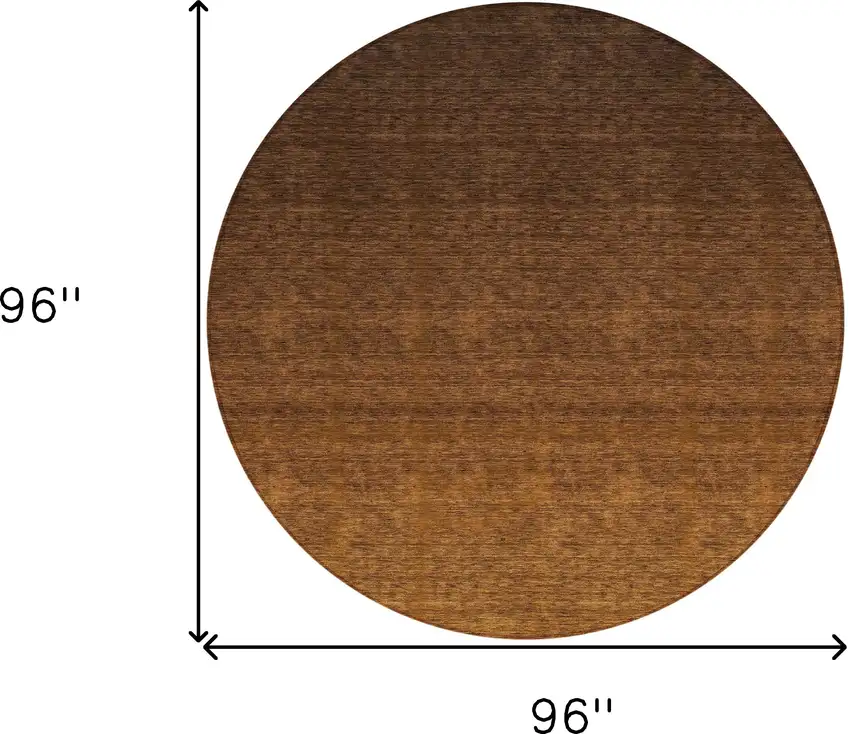 8' Chocolate And Brown Round Ombre Washable Indoor Outdoor Area Rug Photo 3