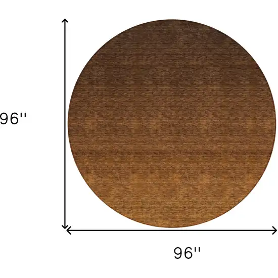 8' Chocolate And Brown Round Ombre Washable Indoor Outdoor Area Rug Photo 3