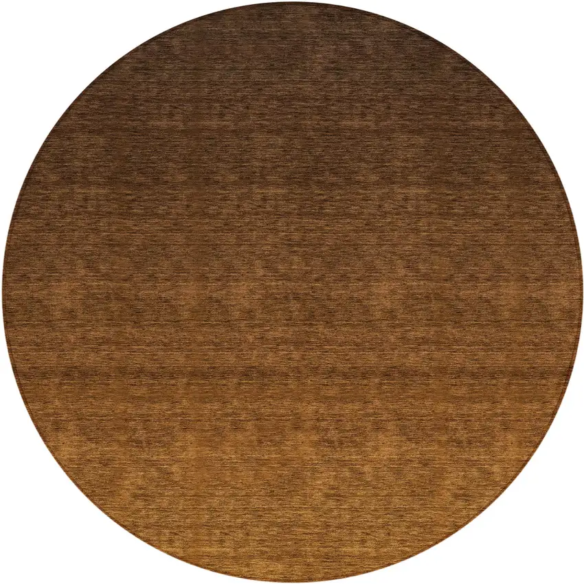 8' Chocolate And Brown Round Ombre Washable Indoor Outdoor Area Rug Photo 2