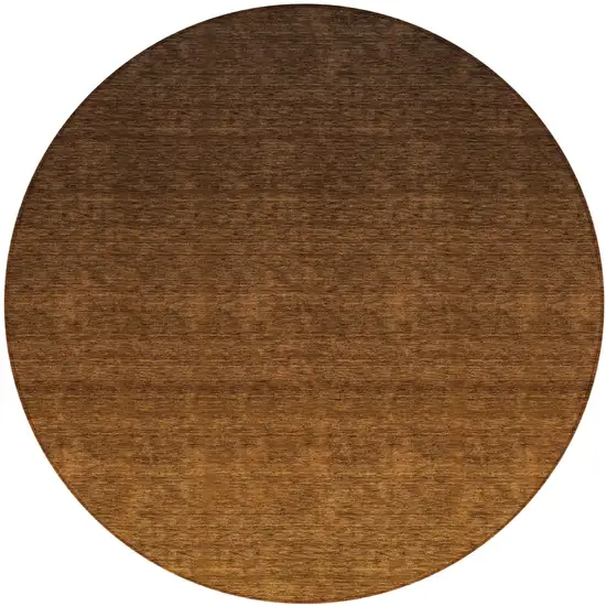 8' Chocolate And Brown Round Ombre Washable Indoor Outdoor Area Rug Photo 2
