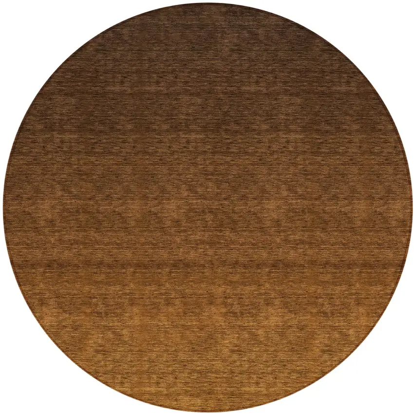 8' Chocolate And Brown Round Ombre Washable Indoor Outdoor Area Rug Photo 2