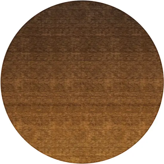 8' Chocolate And Brown Round Ombre Washable Indoor Outdoor Area Rug Photo 2