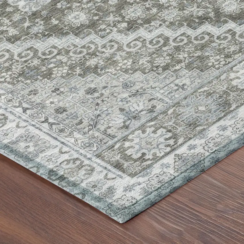 8' Chocolate And Brown Round Oriental Washable Indoor Outdoor Area Rug Photo 3