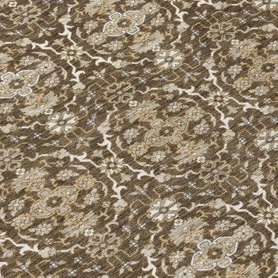 8' Chocolate And Brown Round Oriental Washable Indoor Outdoor Area Rug Photo 4