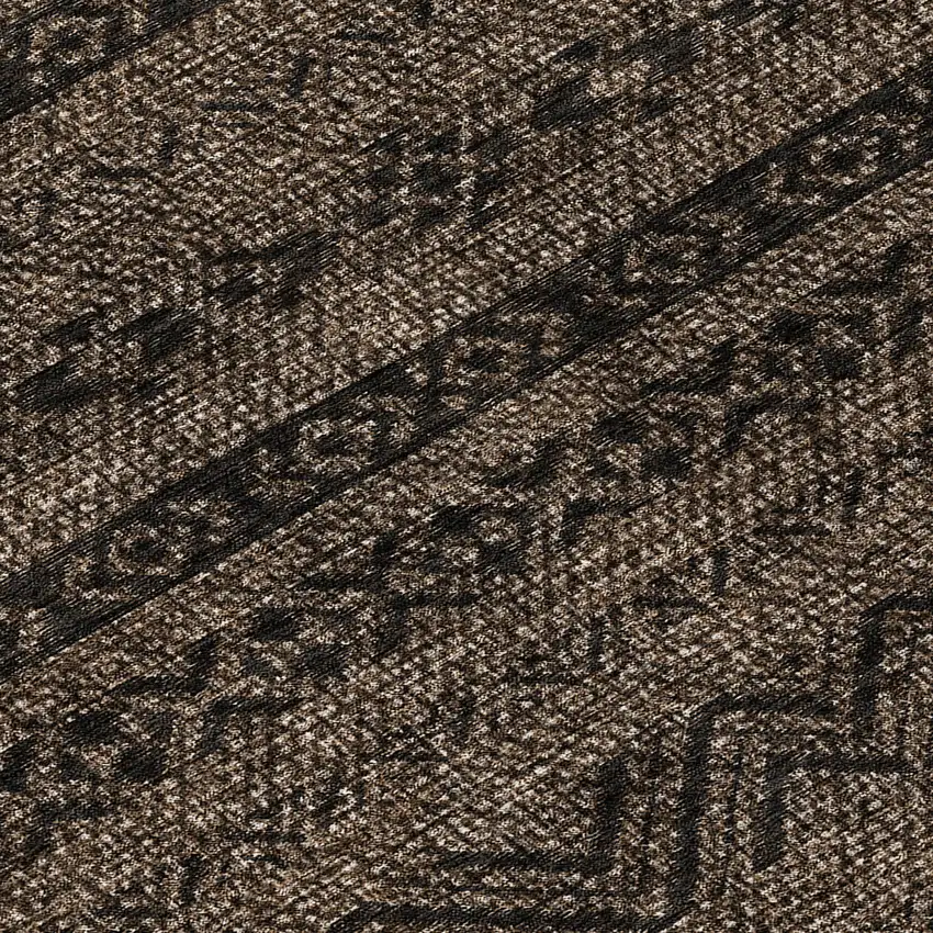 8' Chocolate And Brown Round Southwestern Washable Indoor Outdoor Area Rug Photo 8