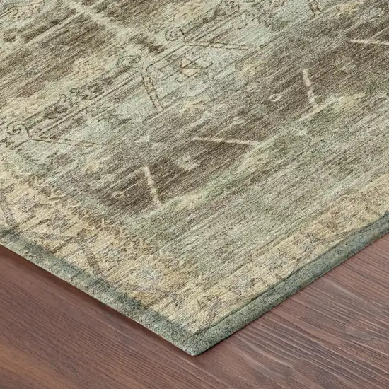 8' Chocolate And Brown Round Tribal Washable Indoor Outdoor Area Rug Photo 5