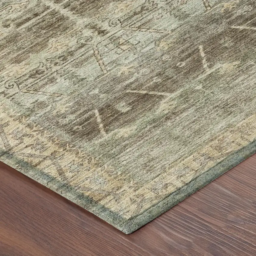 8' Chocolate And Brown Round Tribal Washable Indoor Outdoor Area Rug Photo 5