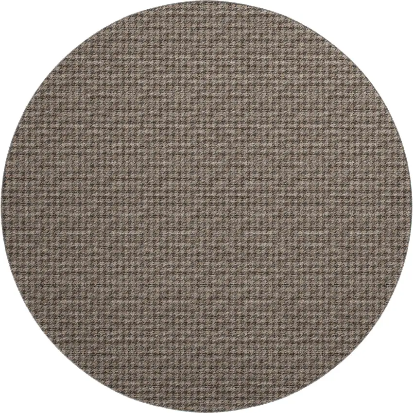 8' Chocolate And Coffee Houndstooth Washable Round Rug With UV Protection Photo 2