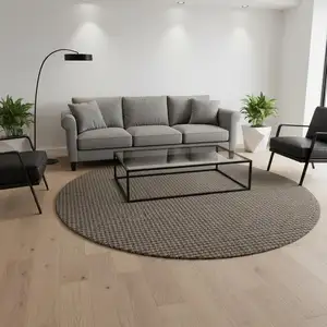 Photo of 8' Chocolate And Coffee Houndstooth Washable Round Rug With UV Protection